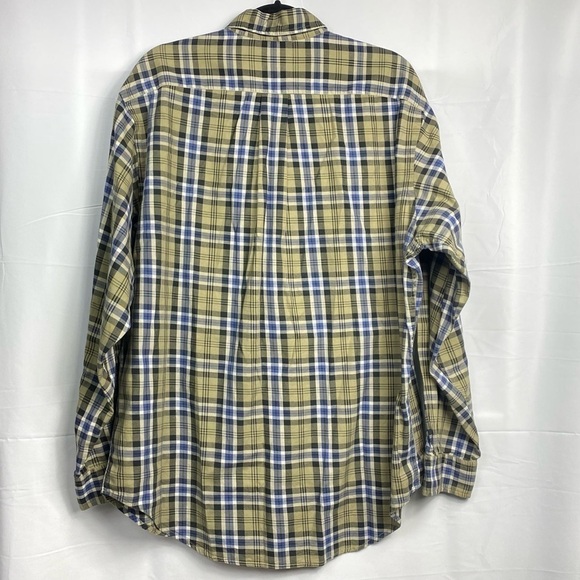 Ralph Lauren Jean Co. Men’s Sz Large Green & Blue Plaid Oxford Button Down - Picture 4 of 7